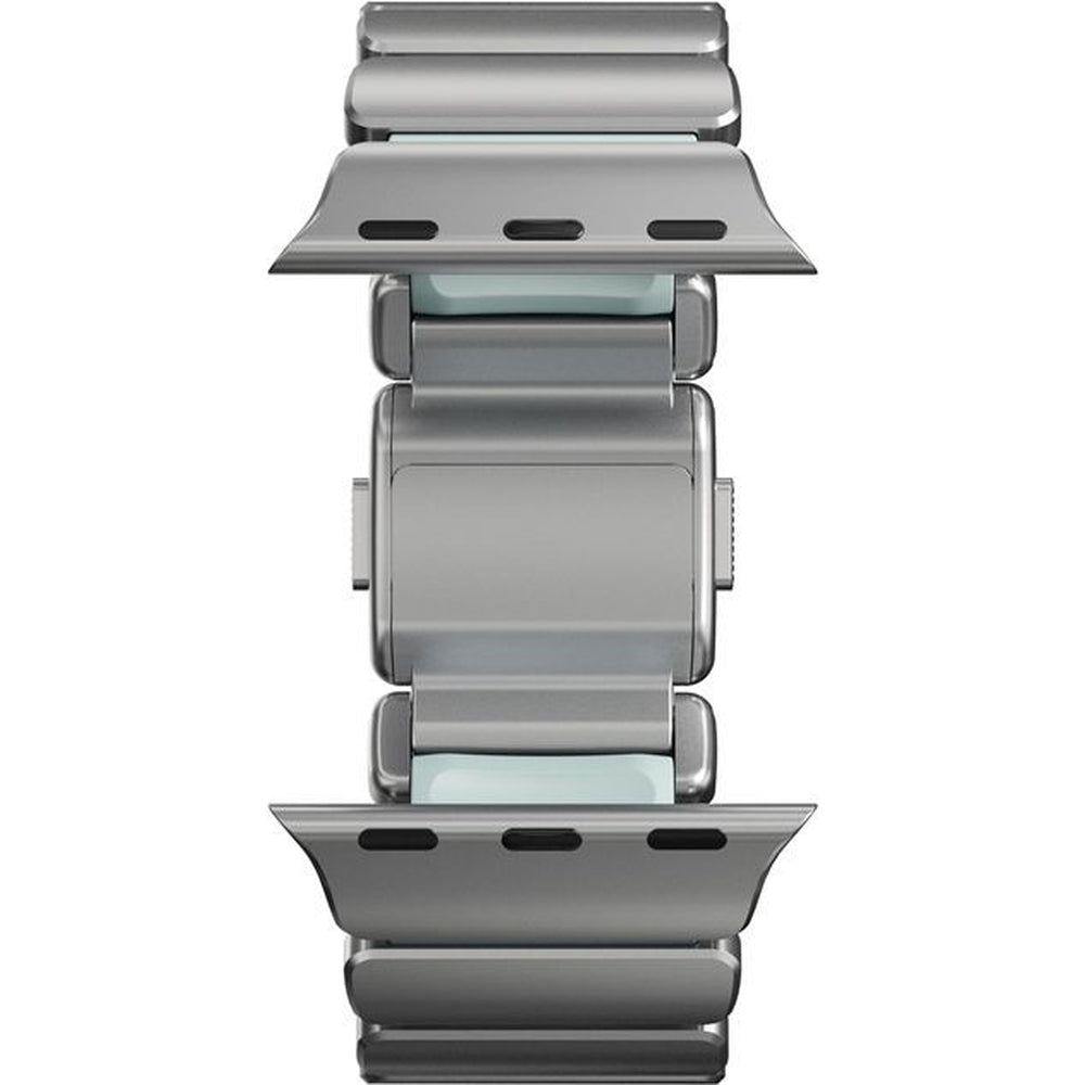 Armband für Apple Watch 49/46/45/44 mm, Nomad Stratos Band, Silbern-blau Titan