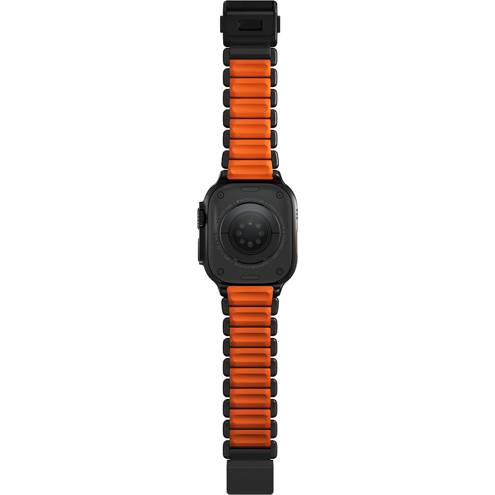Armband für Apple Watch 49/46/45/44 mm, Nomad Stratos Band, Schwarz-Orange Titan