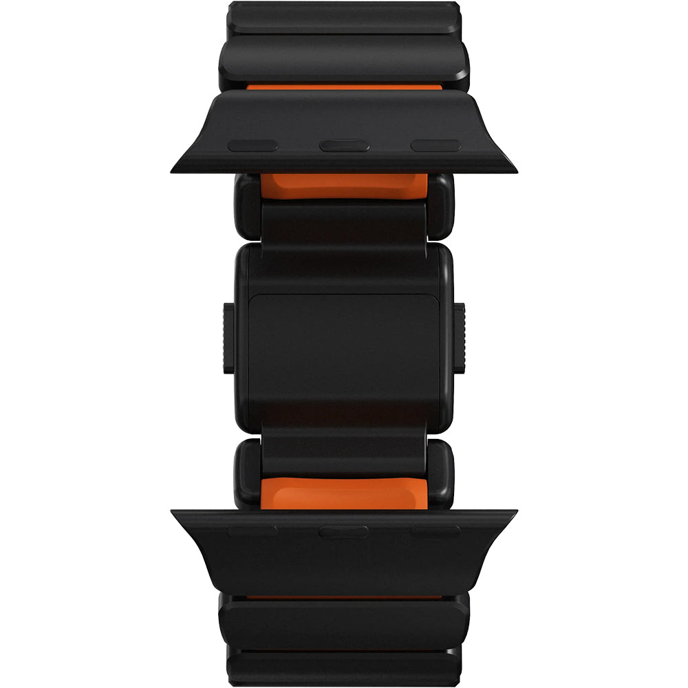 Armband für Apple Watch 49/46/45/44 mm, Nomad Stratos Band, Schwarz-Orange Titan