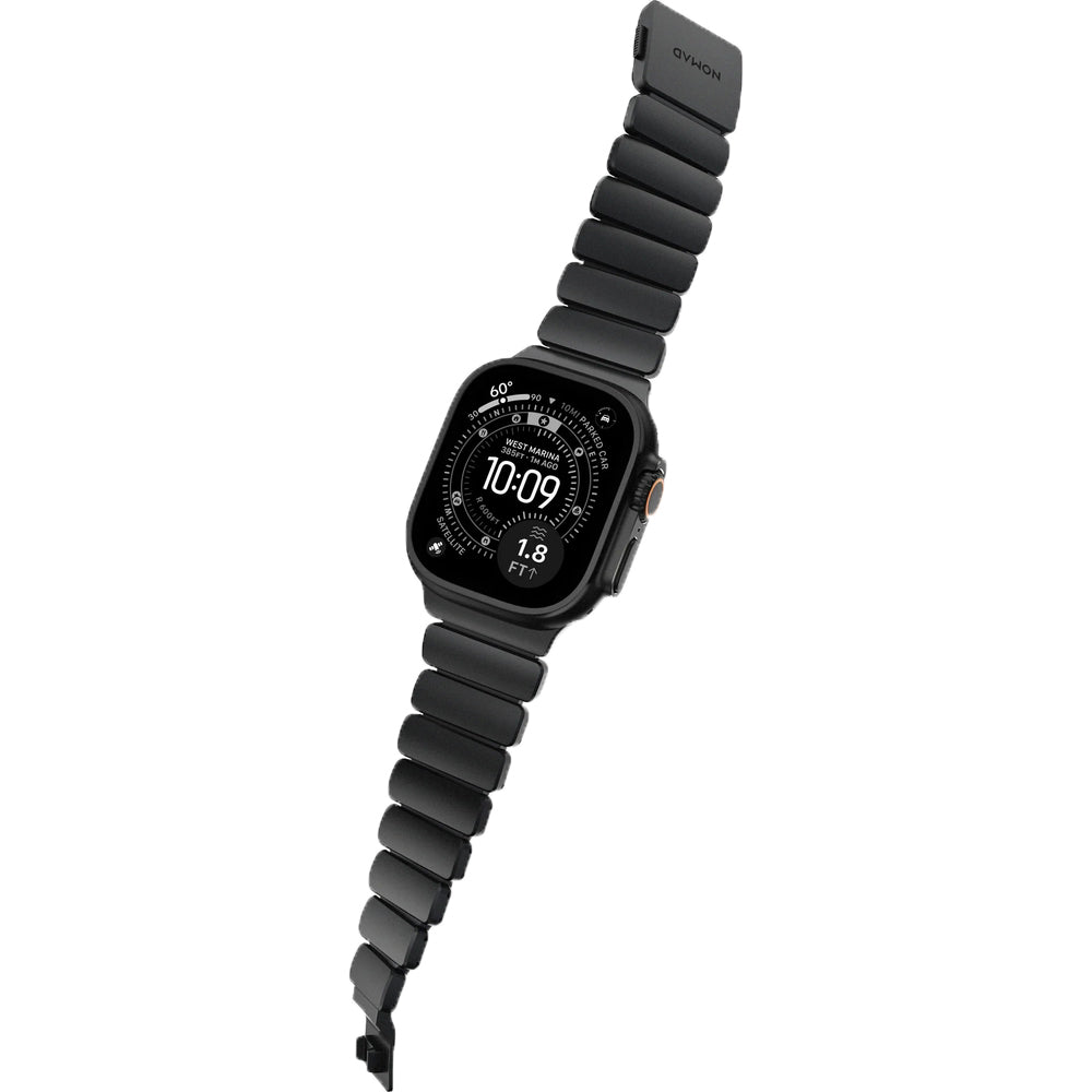 Armband für Apple Watch 49/46/45/44 mm, Nomad Stratos Band, Schwarzer Titan