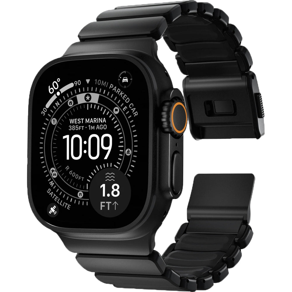 Armband für Apple Watch 49/46/45/44 mm, Nomad Stratos Band, Schwarzer Titan