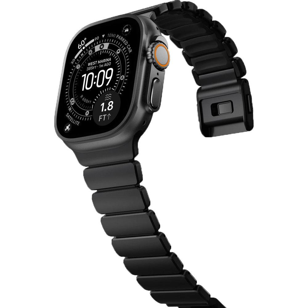 Armband für Apple Watch 49/46/45/44 mm, Nomad Stratos Band, Schwarzer Titan