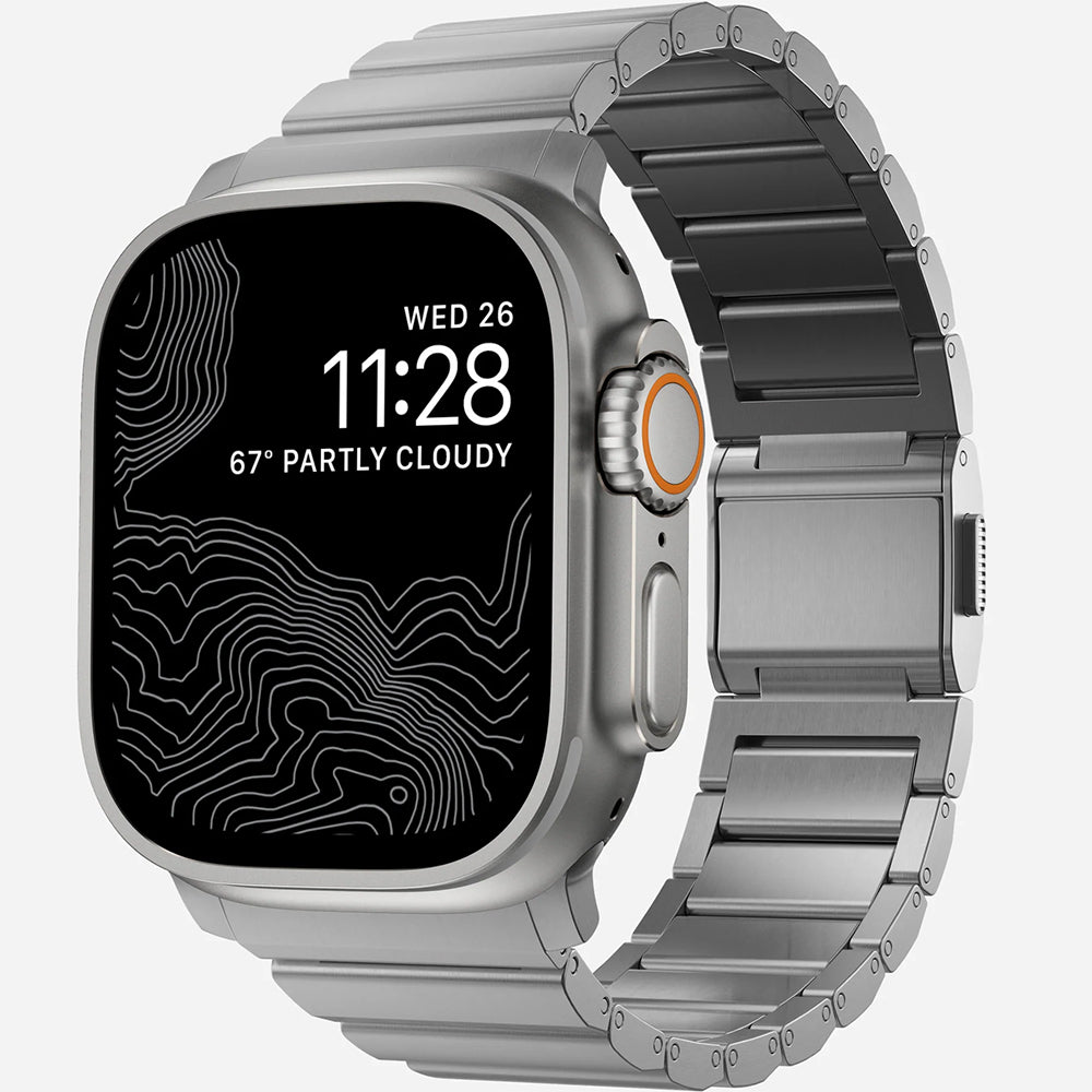 Armband für Apple Watch 49/46/45/44 mm, Nomad Titanium Band, Silbern
