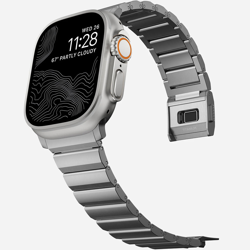 Armband für Apple Watch 49/46/45/44 mm, Nomad Titanium Band, Silbern