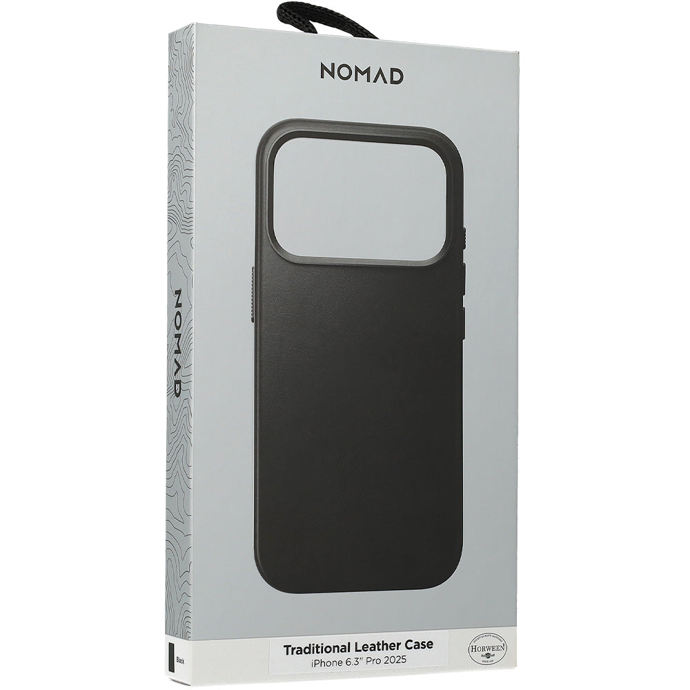 Leder Handyhülle für iPhone 17 Pro mit MagSafe, Traditional Leather Case Horween Series, Schwarz
