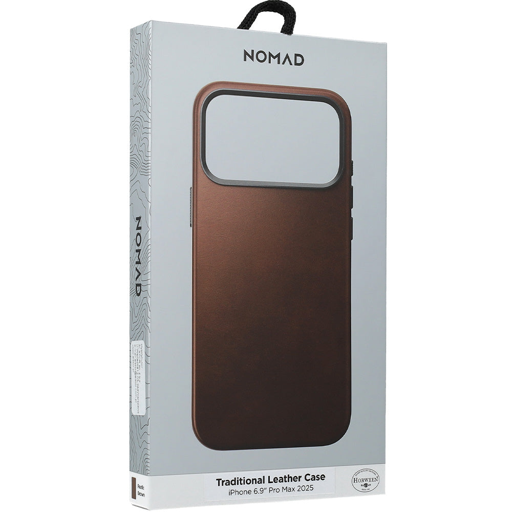 Leder Handyhülle für iPhone 17 Pro Max mit MagSafe, Traditional Leather Case Horween Series, Rustikal Braun