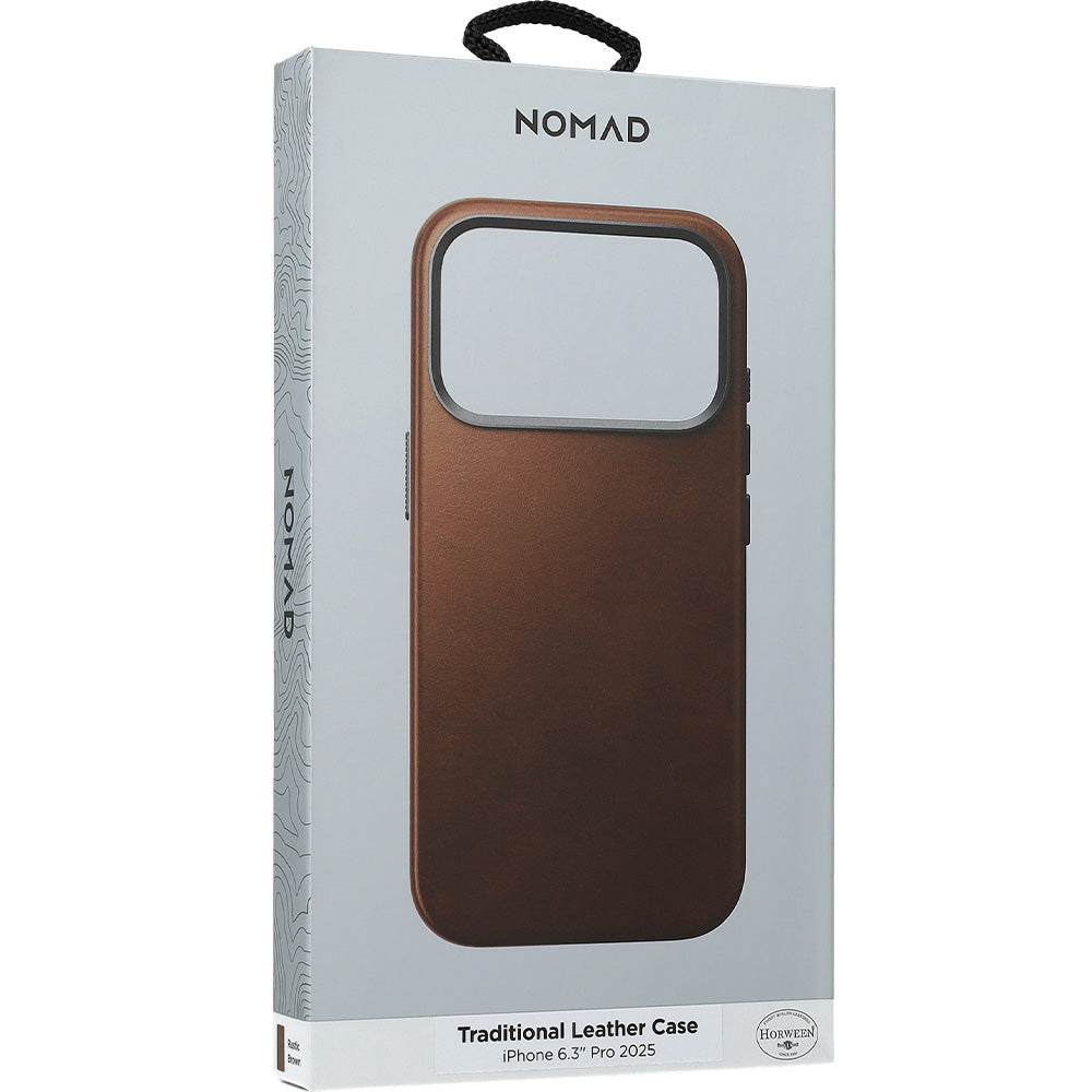 Leder Handyhülle für iPhone 17 Pro mit MagSafe, Traditional Leather Case Horween Series, Rustikal Braun