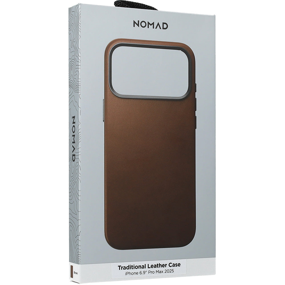 Leder Handyhülle für iPhone 17 Pro Max mit MagSafe, Nomad Traditional Leather Case, Braun