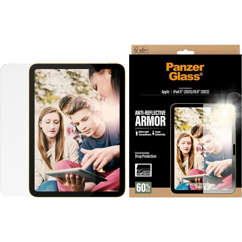 Gehärtetes Glas mit entspiegeltes mit Applikator für iPad 11 / 10 gen. 2025 / 2022, PanzerGlass Anti-Reflective Armor Aligner