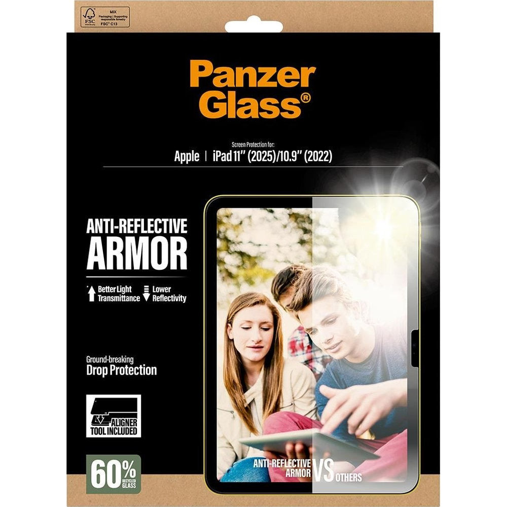 Gehärtetes Glas mit entspiegeltes mit Applikator für iPad 11 / 10 gen. 2025 / 2022, PanzerGlass Anti-Reflective Armor Aligner