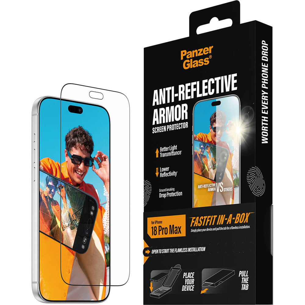 Gehärtetes Glas für iPhone 18 Pro Max, PanzerGlass Anti-reflective Armor Screen Protector mit Applikator FastFit