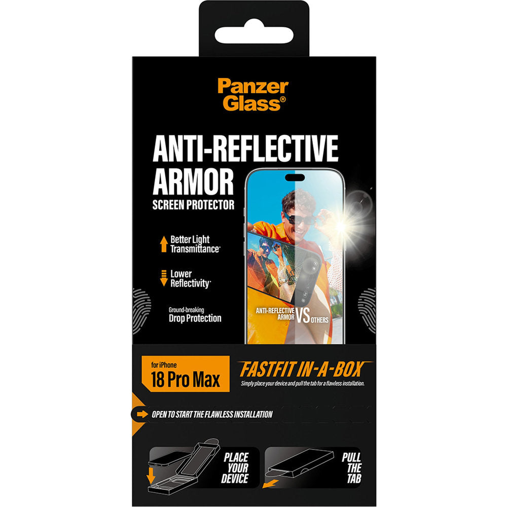 Gehärtetes Glas für iPhone 18 Pro Max, PanzerGlass Anti-reflective Armor Screen Protector mit Applikator FastFit