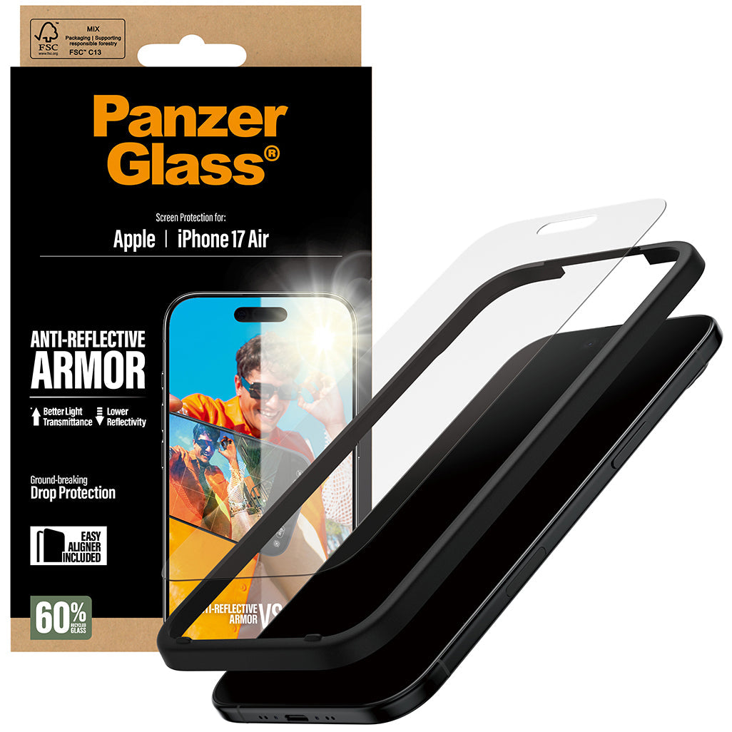 Gehärtetes Glas für iPhone Air, PanzerGlass Anti-Reflective Armor EasyAligner