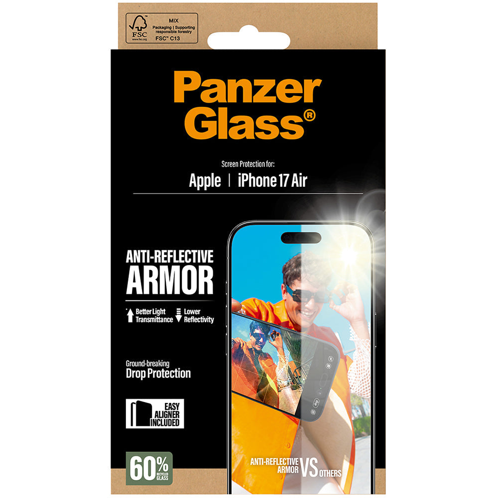 Gehärtetes Glas für iPhone Air, PanzerGlass Anti-Reflective Armor EasyAligner