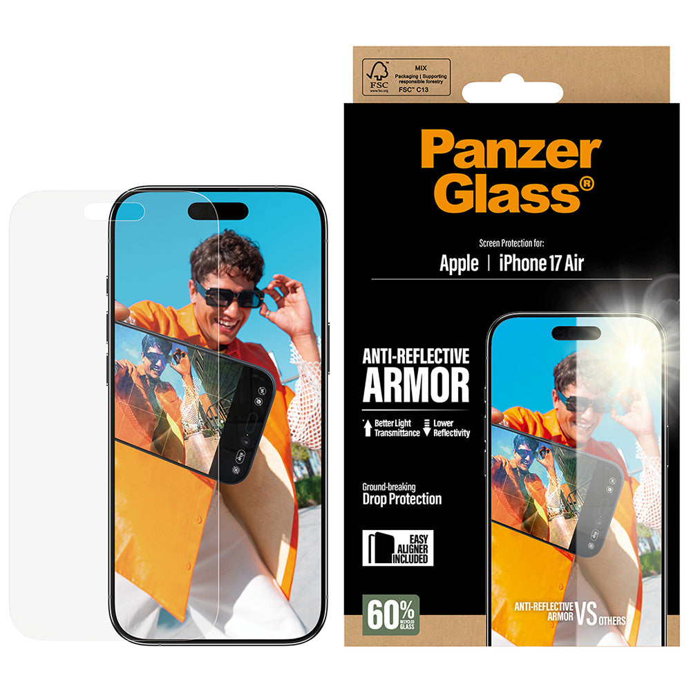 Gehärtetes Glas für iPhone Air, PanzerGlass Anti-Reflective Armor EasyAligner