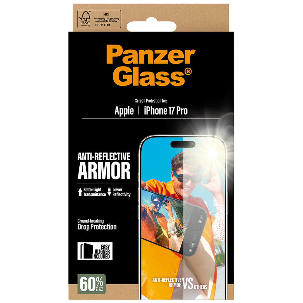 Gehärtetes Glas für iPhone 17 Pro, PanzerGlass Anti-Reflective Armor EasyAligner