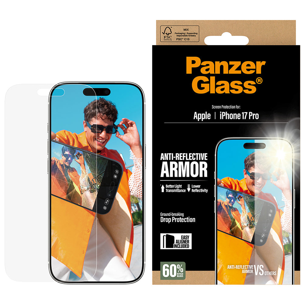 Gehärtetes Glas für iPhone 17 Pro, PanzerGlass Anti-Reflective Armor EasyAligner
