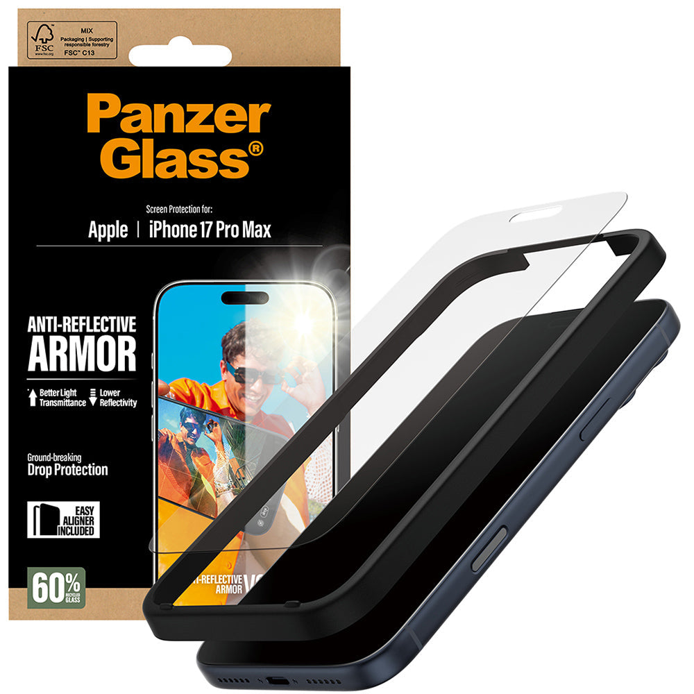 Gehärtetes Glas für iPhone 17 Pro Max, PanzerGlass Anti-Reflective Armor EasyAligner