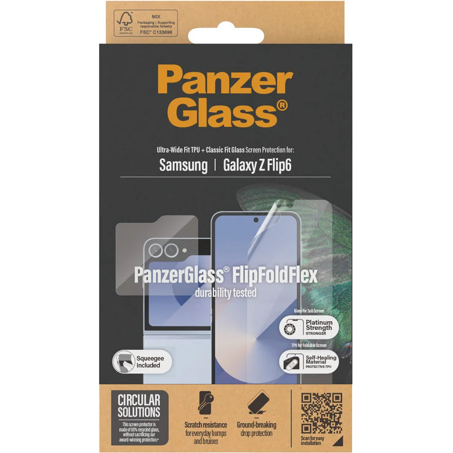 PanzerGlass Ultra-Wide Fit TPU Folie + Classic Fit Glass gehärtetes Glas Set für Galaxy Z Flip7 FE / Z Flip6