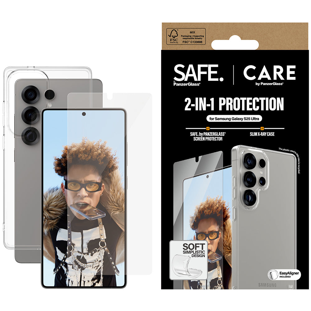 Handyhülle für Galaxy S25 Ultra, CARE by PanzerGlass Fashion 2in1, Transparent