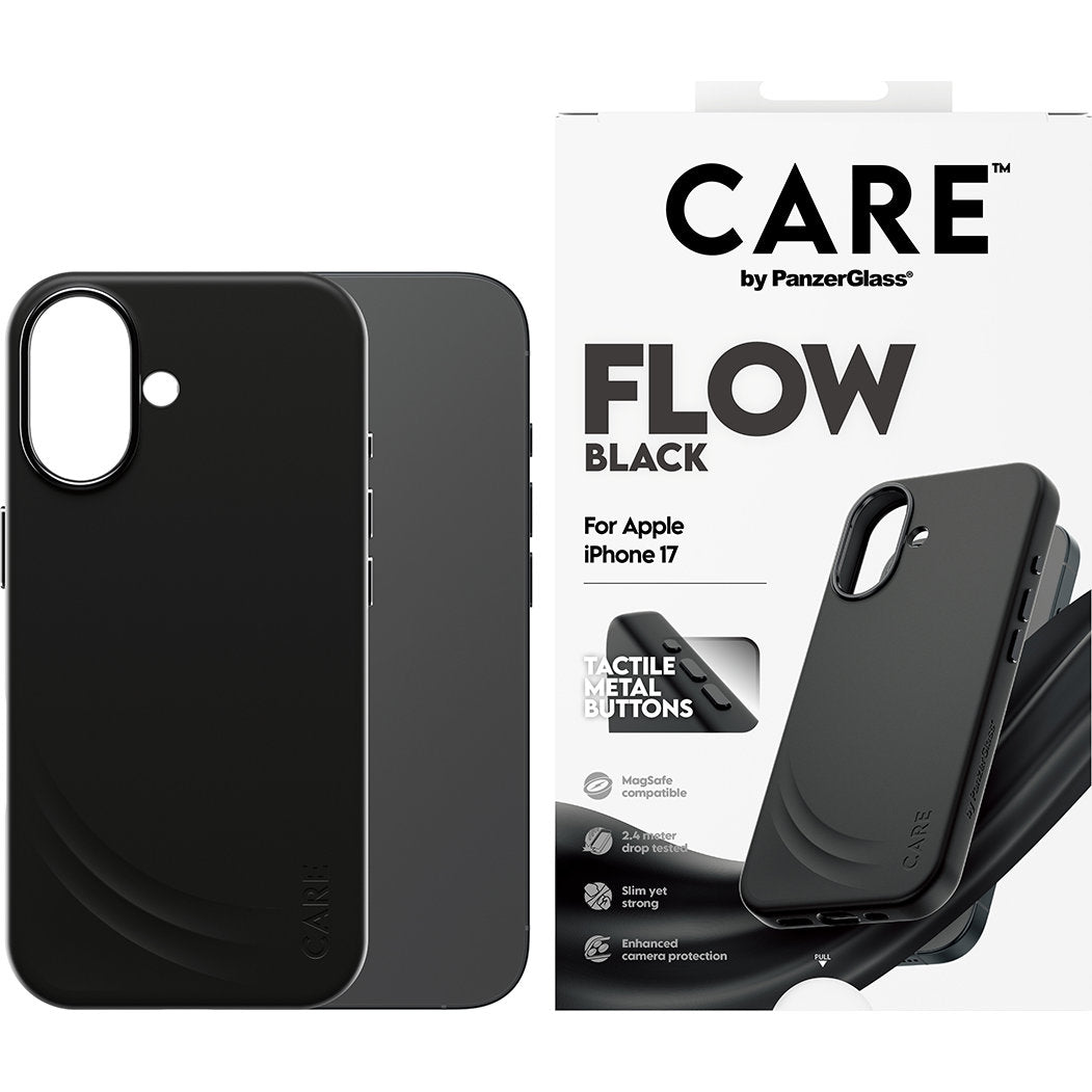 Handyhülle für iPhone 17, CARE by PanzerGlass Fashion Case Flow, Schwarz
