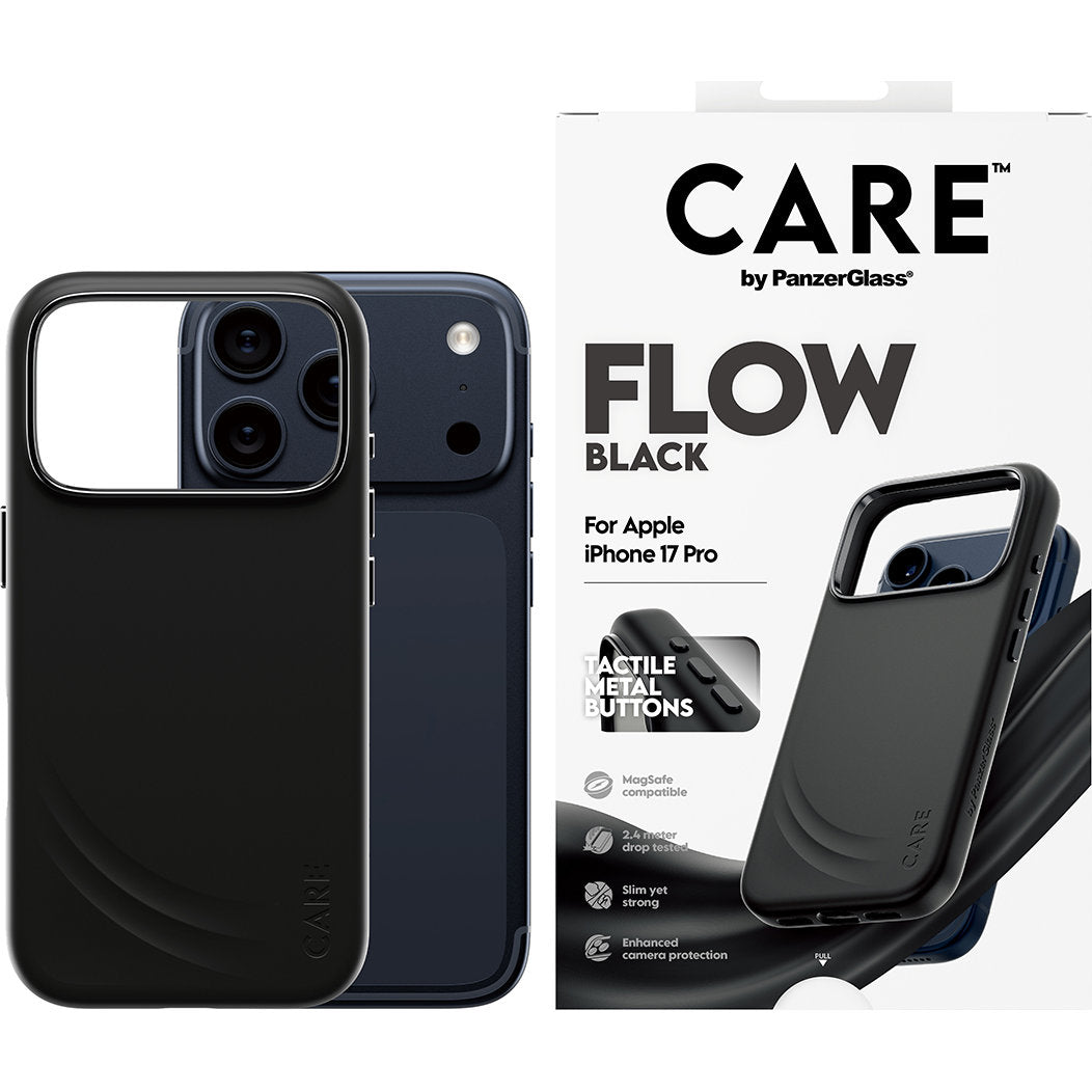 Handyhülle für iPhone 17 Pro, CARE by PanzerGlass Fashion Case Flow, Schwarz
