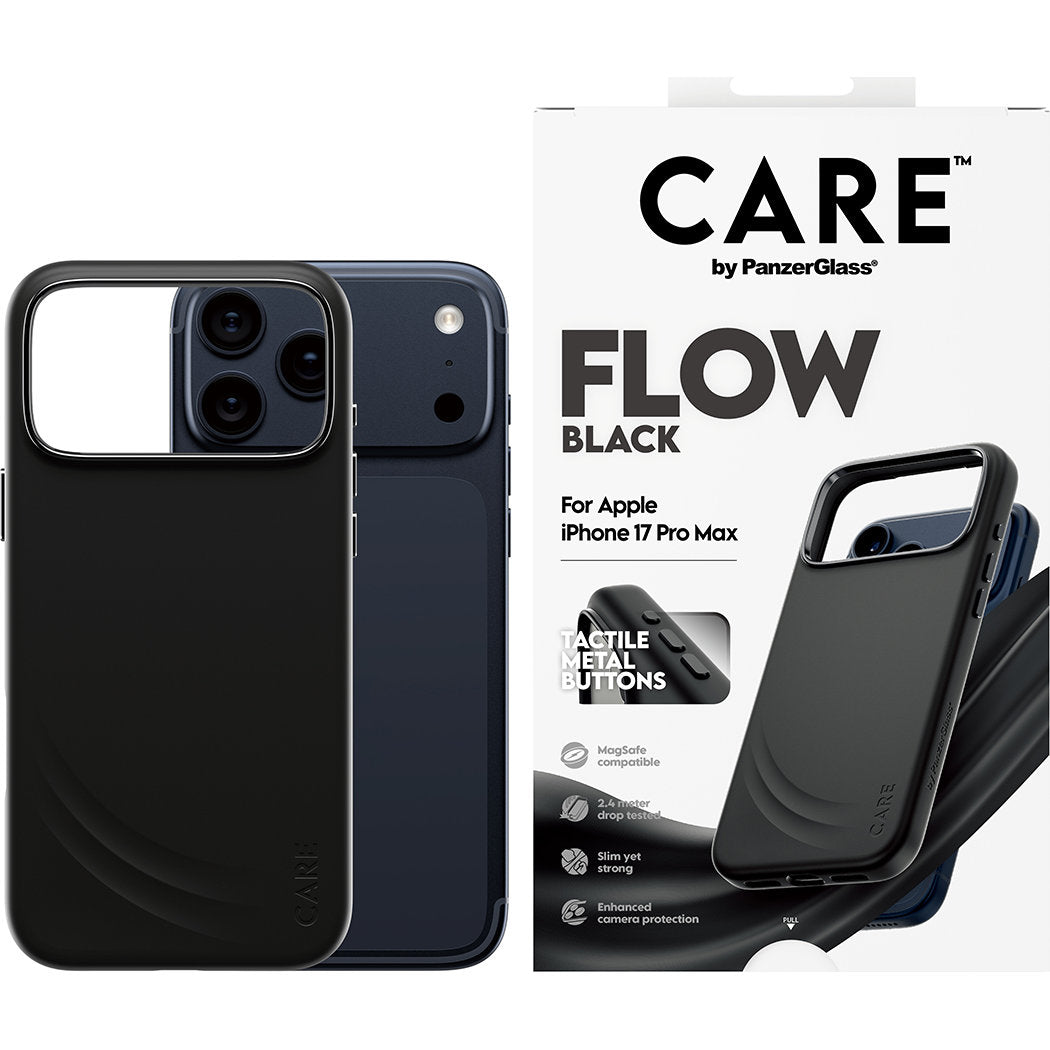 Handyhülle für iPhone 17 Pro Max, CARE by PanzerGlass Fashion Case Flow, Schwarz