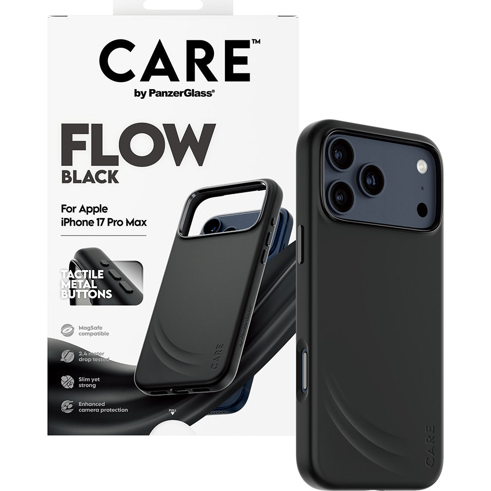 Handyhülle für iPhone 17 Pro Max, CARE by PanzerGlass Fashion Case Flow, Schwarz