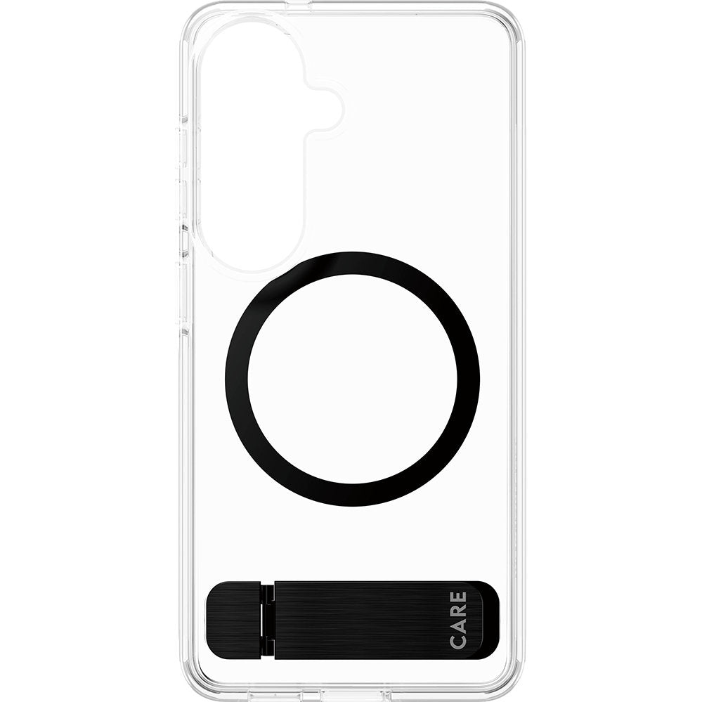Handyhülle für Galaxy S26, CARE by PanzerGlass Kickstand Case mit MagSafe, Durchscheinend-Schwarz