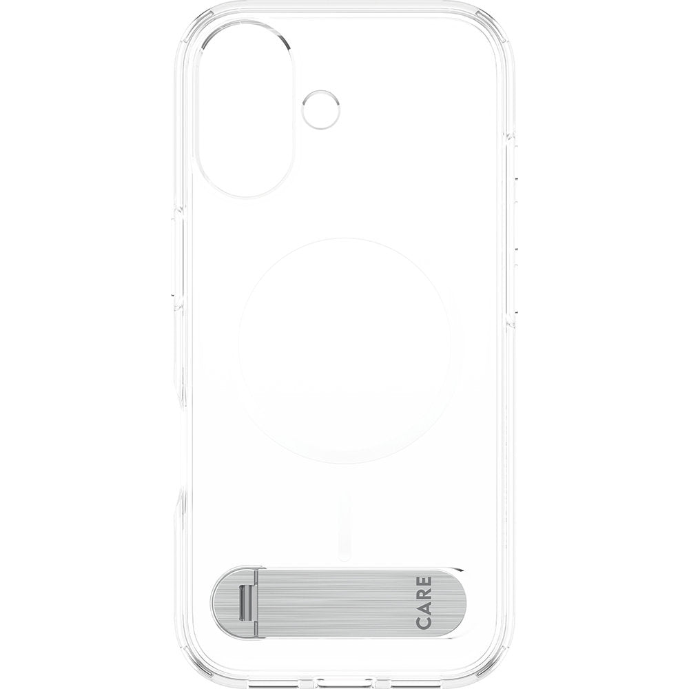 Handyhülle für iPhone 17, CARE by PanzerGlass Kickstand Case mit MagSafe, Transparent und Weiß