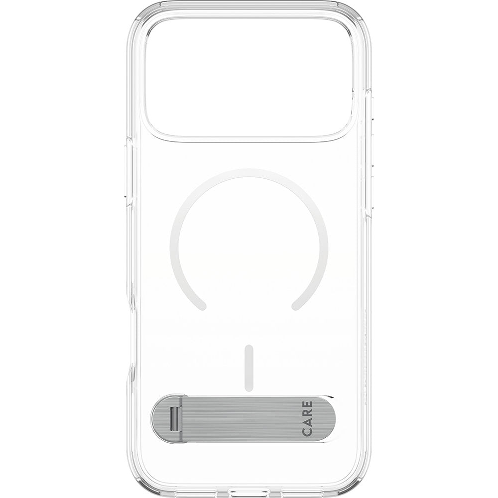 Handyhülle für iPhone 17 Pro Max, CARE by PanzerGlass Kickstand Case mit MagSafe, Transparent und Weiß