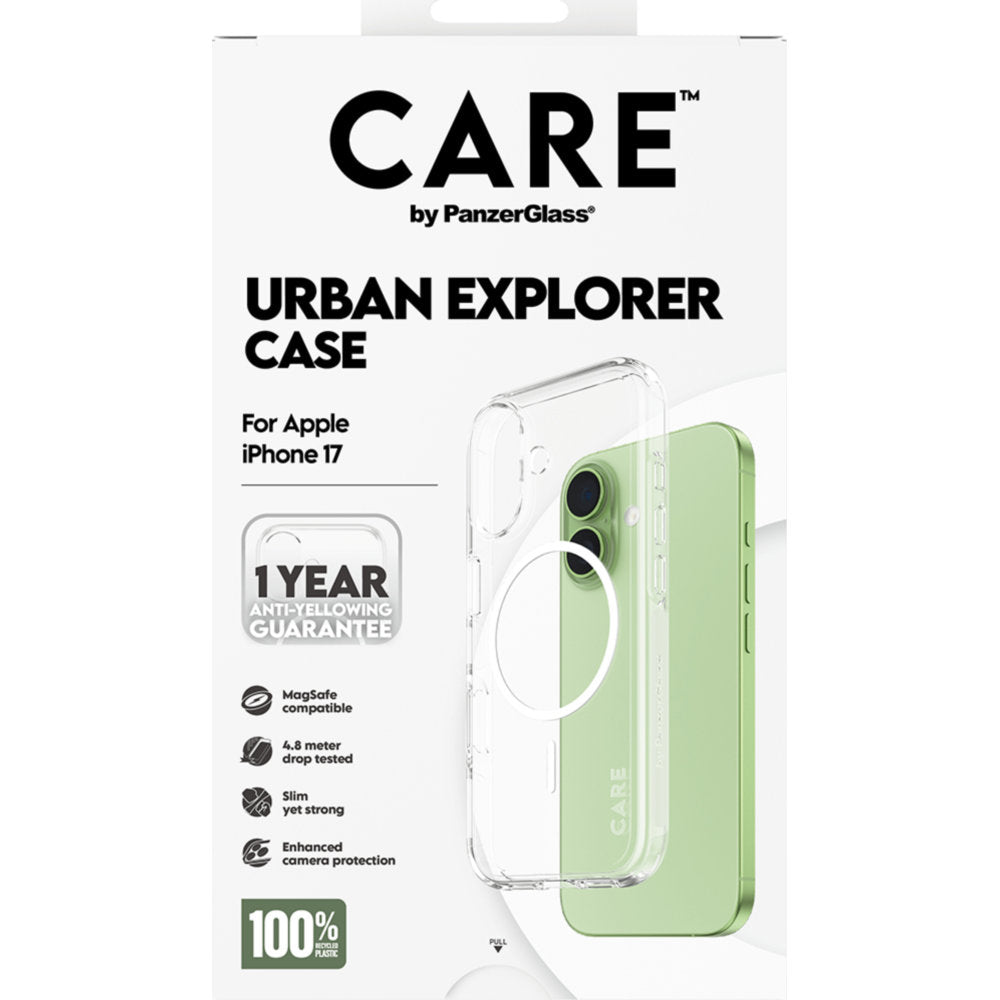 Handyhülle für iPhone 17, CARE by PanzerGlass Flagship Urban Explorer mit MagSafe, Transparent und Weiß