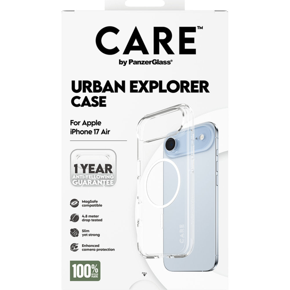 Handyhülle für iPhone Air, CARE by PanzerGlass Flagship Urban Explorer mit MagSafe, Transparent und Weiß