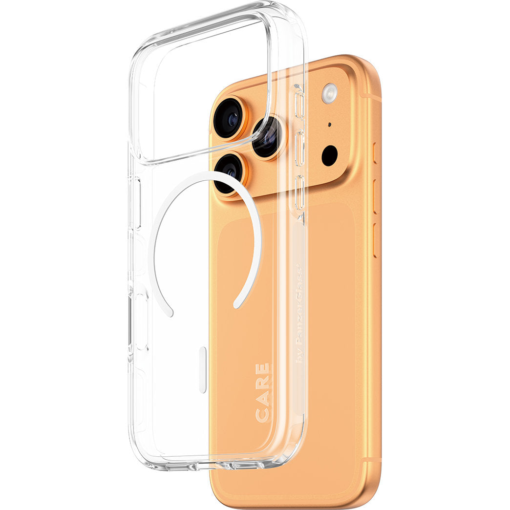 Handyhülle für iPhone 17 Pro, CARE by PanzerGlass Flagship Urban Explorer mit MagSafe, Transparent und Weiß