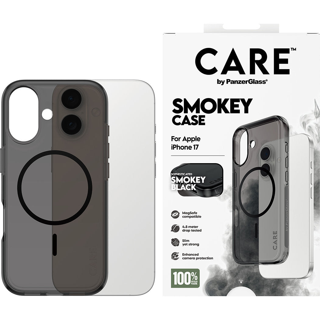 Handyhülle für iPhone 17, CARE by PanzerGlass Flagship Smokey mit MagSafe, Rauchfarben