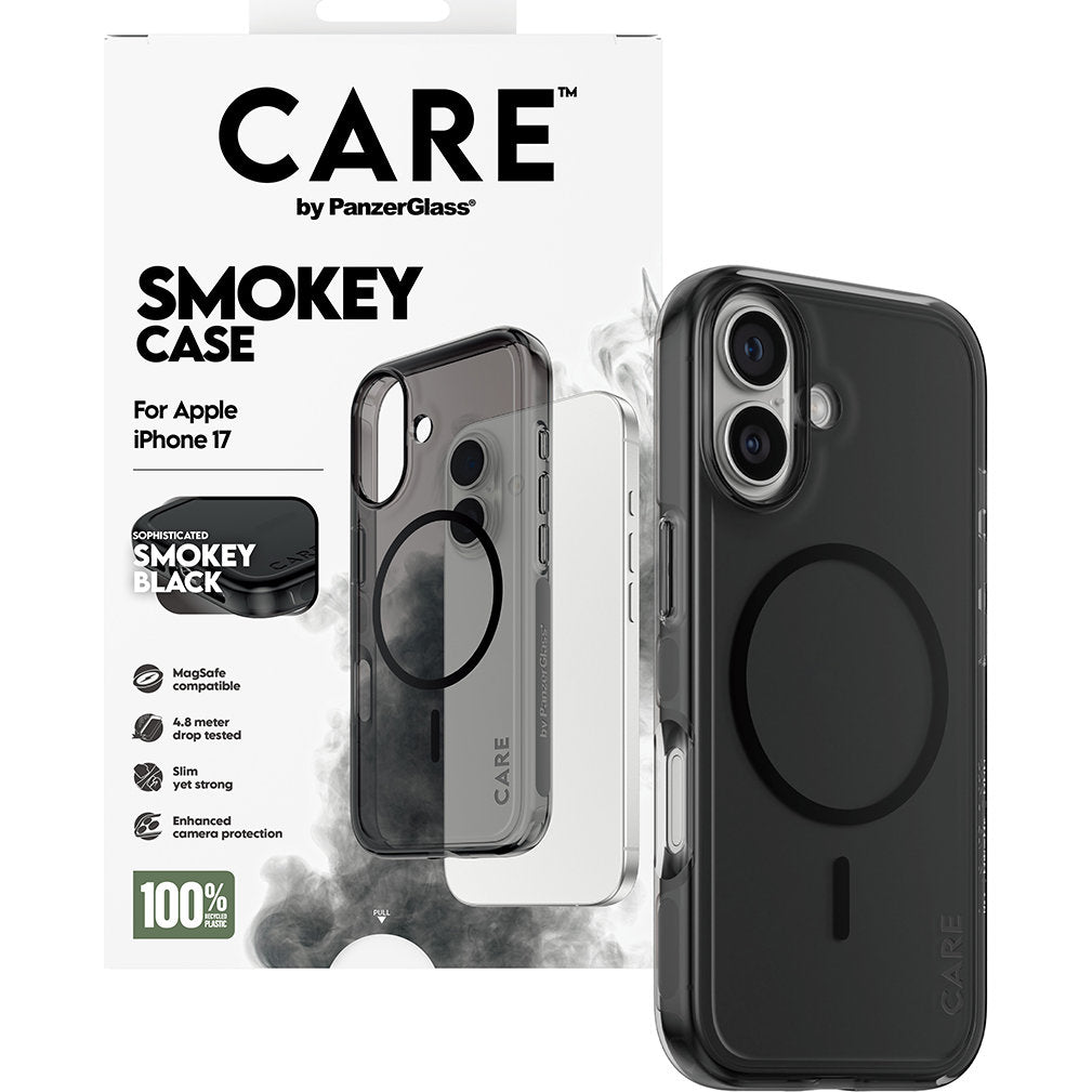 Handyhülle für iPhone 17, CARE by PanzerGlass Flagship Smokey mit MagSafe, Rauchfarben