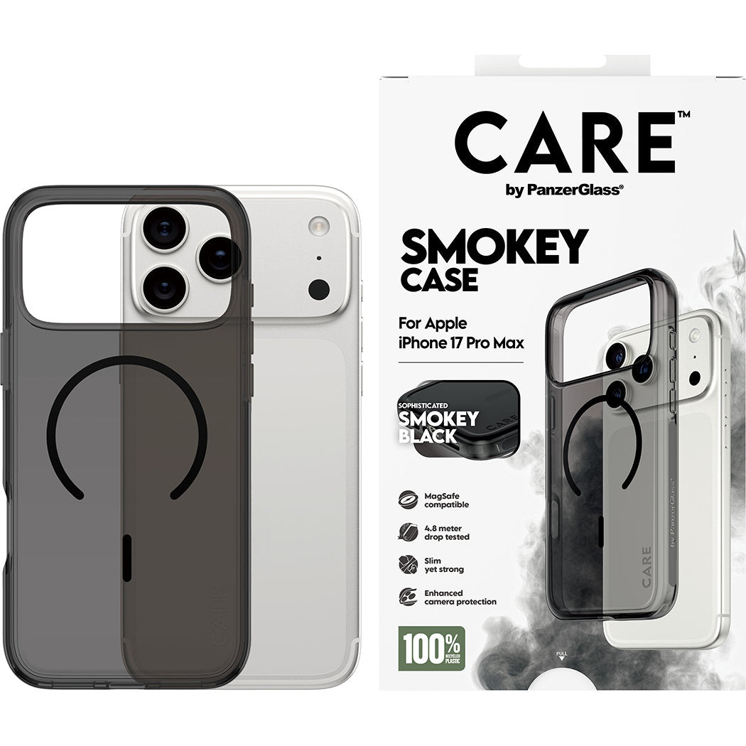 Handyhülle für iPhone 17 Pro Max, CARE by PanzerGlass Flagship Smokey mit MagSafe, Rauchfarben