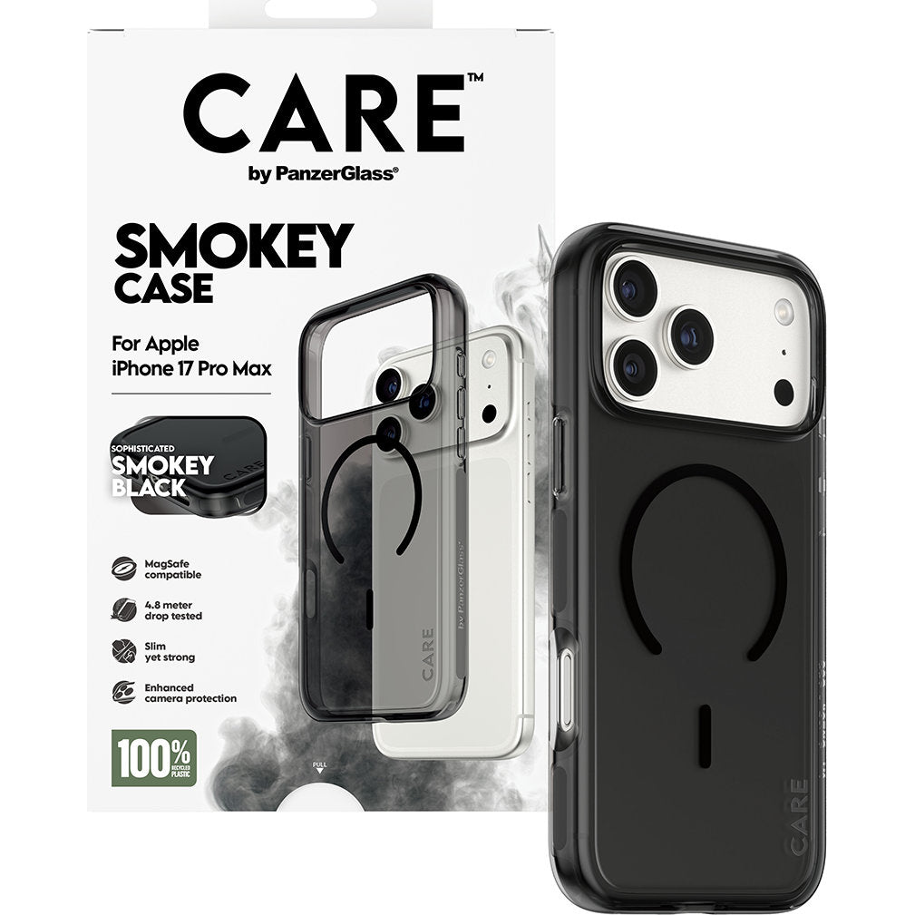 Handyhülle für iPhone 17 Pro Max, CARE by PanzerGlass Flagship Smokey mit MagSafe, Rauchfarben