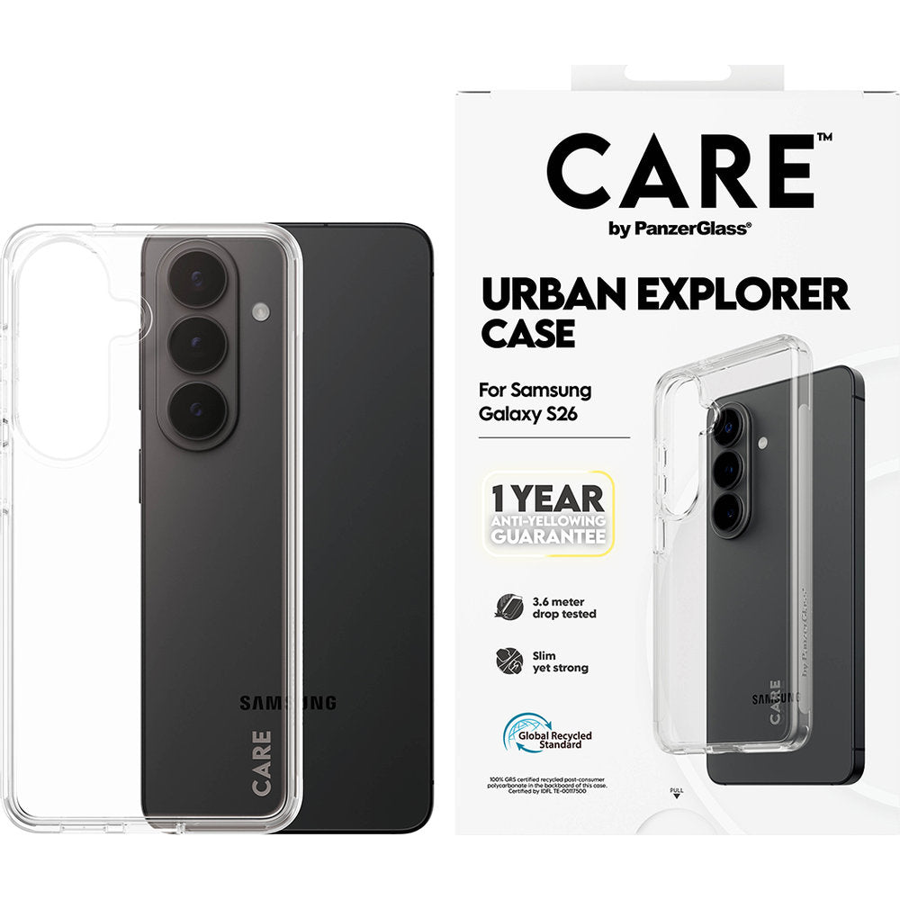 Handyhülle für Galaxy S26, CARE by PanzerGlass Urban Explorer Case, Transparent