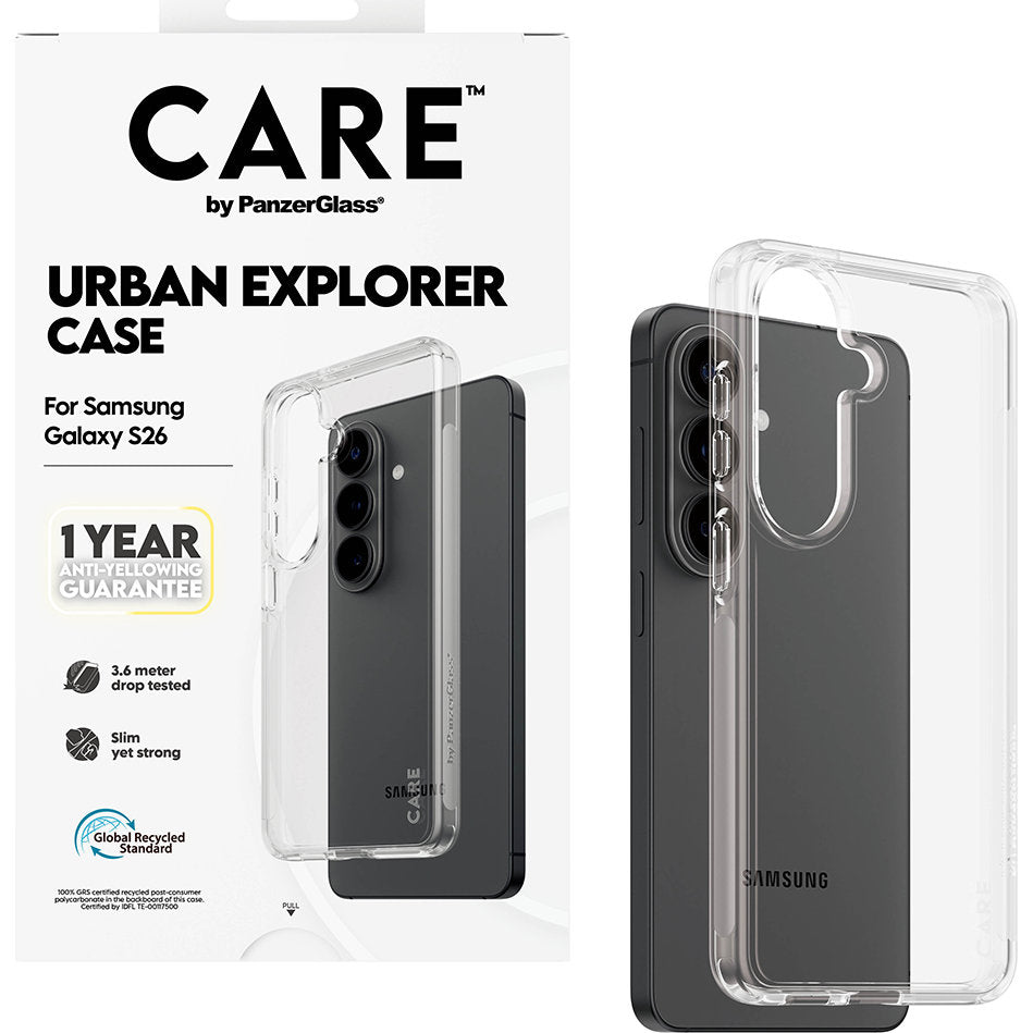 Handyhülle für Galaxy S26, CARE by PanzerGlass Urban Explorer Case, Transparent