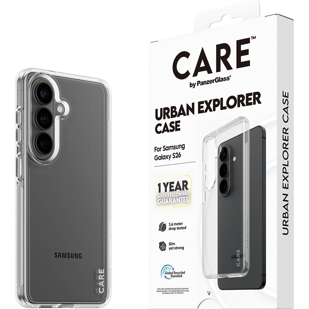 Handyhülle für Galaxy S26, CARE by PanzerGlass Urban Explorer Case, Transparent