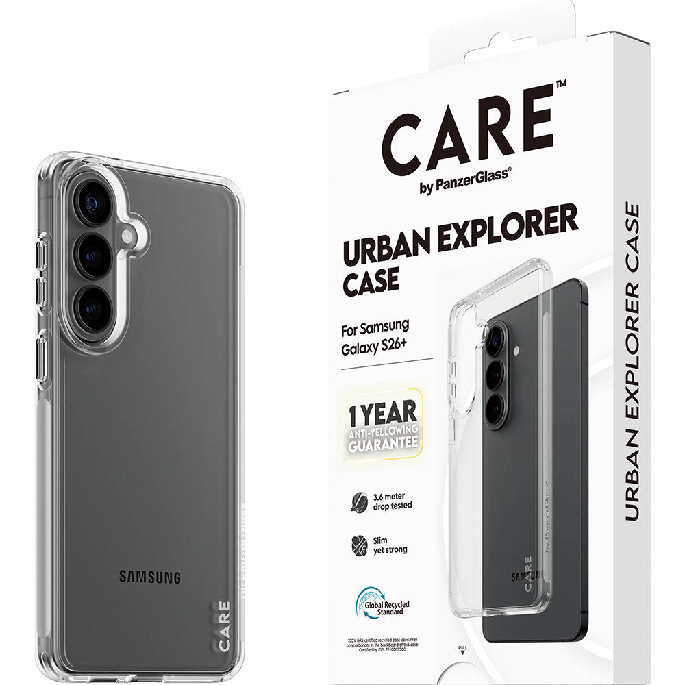 Handyhülle für Galaxy S26 Plus, CARE by PanzerGlass Urban Explorer Case, Transparent