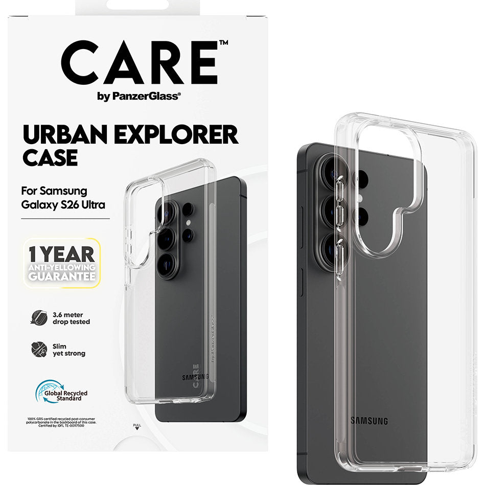 Handyhülle für Galaxy S26 Ultra, CARE by PanzerGlass Urban Explorer Case, Transparent