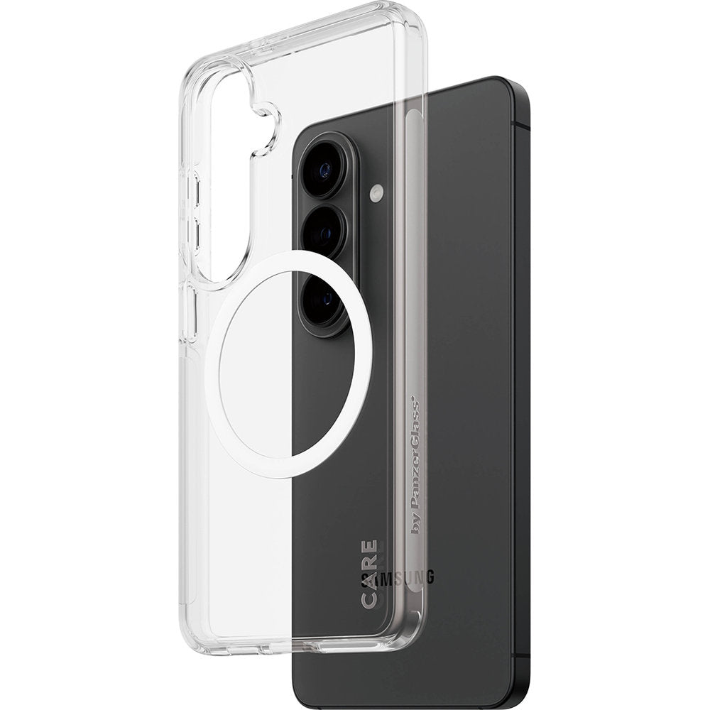Handyhülle für Galaxy S26, CARE by PanzerGlass Urban Explorer Case mit MagSafe, Transparent und Weiß