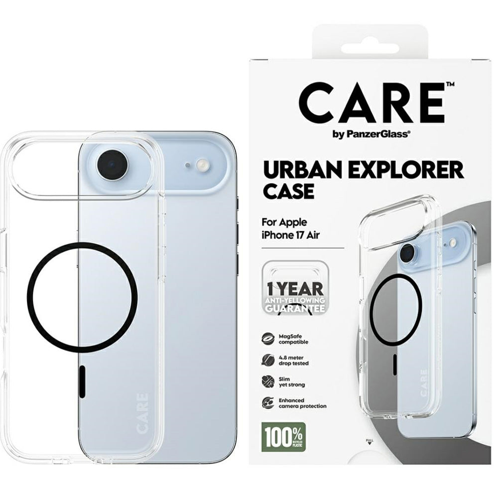 Handyhülle für iPhone Air, CARE by PanzerGlass Flagship Urban Explorer mit MagSafe, Transparent-Schwarz