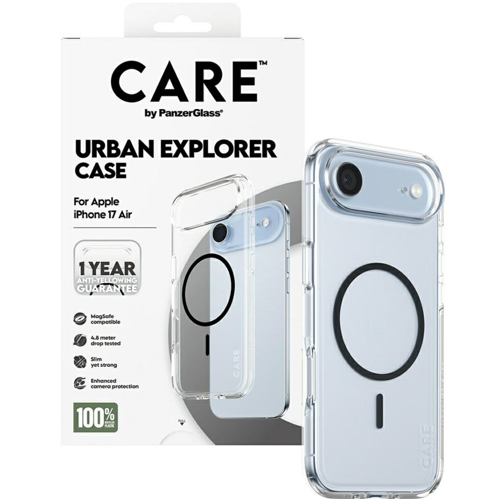 Handyhülle für iPhone Air, CARE by PanzerGlass Flagship Urban Explorer mit MagSafe, Transparent-Schwarz