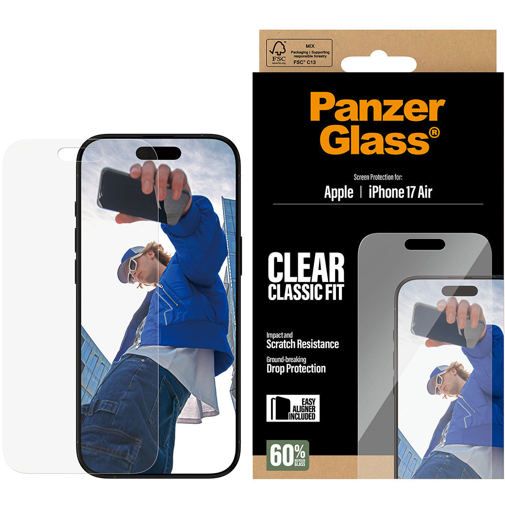 Gehärtetes Glas mit Applikator für iPhone Air, PanzerGlass Classic Fit EasyAligner