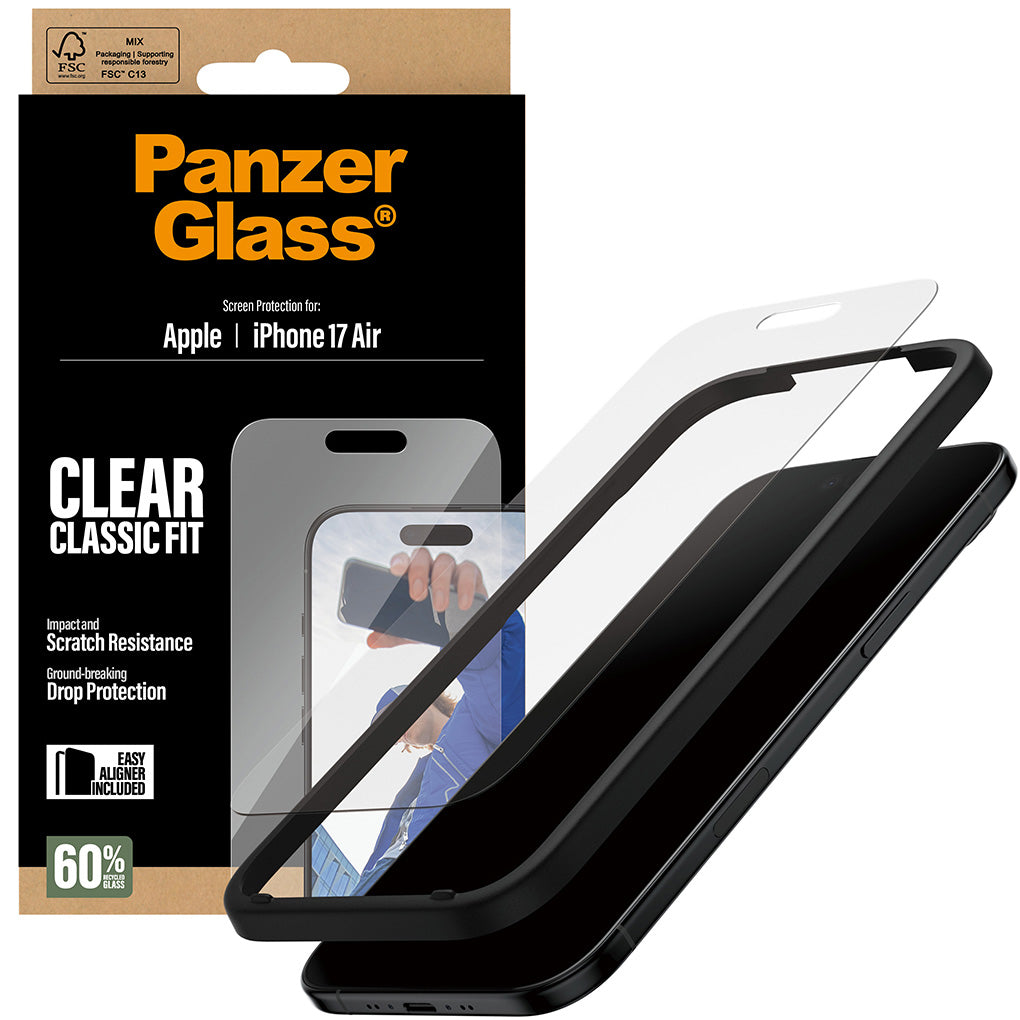 Gehärtetes Glas mit Applikator für iPhone Air, PanzerGlass Classic Fit EasyAligner