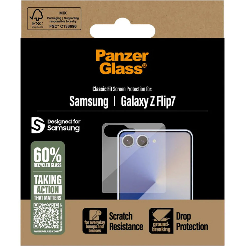 Gehärtetes Glas für Galaxy Z Flip7, PanzerGlass Classic Fit Glass, Transparent