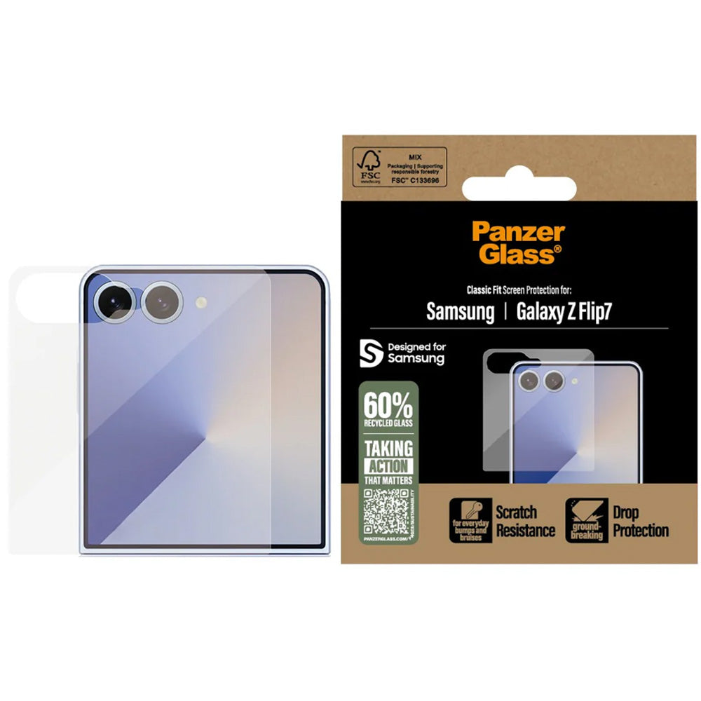 Gehärtetes Glas für Galaxy Z Flip7, PanzerGlass Classic Fit Glass, Transparent